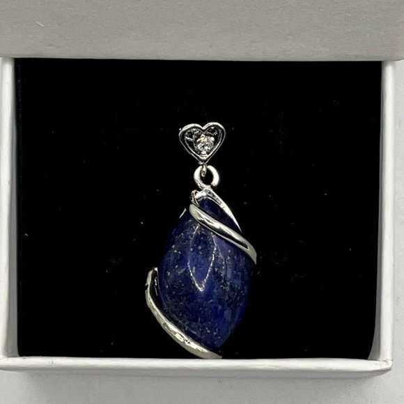 Genuine Lapis Lazuli Gemstone Pendant and 18 inch Stainless Steel Chain New - Picture 10 of 13